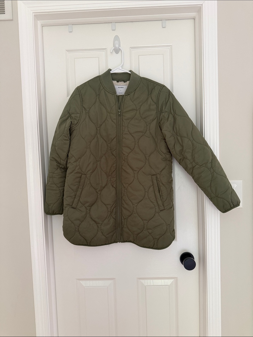 Old Navy Olive Quilted Women's Puffer Jacket - Zip Front